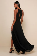 Romantic Mood Black Lace Sleeveless Maxi Dress