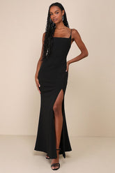 Simply Remarkable Black Sleeveless Bustier Mermaid Maxi Dress