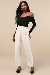 Designated Cutie Black Long Sleeve Surplice Top
