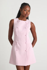 Adelie Light Pink Double Breasted Sleeveless Mini Dress