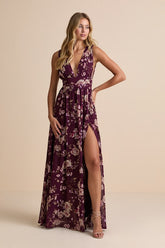 Heavenly Hues Plum Floral Maxi Dress