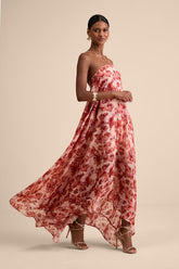 Dezzi Blush Multi Floral Halter Shift Maxi Dress