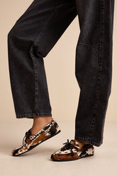 Sag Cow Print Calf Hair Leather Lace-Up Loafers
