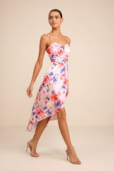 My Favorite Day Light Pink Floral Print Tulip Skirt Midi Dress