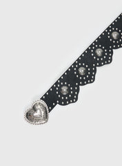 Outta Town Heart Buckle Belt Black / Silver