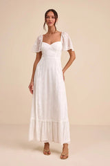 Tailor Made For You White Jacquard Lace-Up Maxi Dress