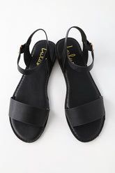 Hearts and Hashtags Black Flat Sandals