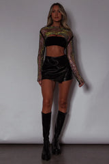 Last Call Fishnet Crop Top Black