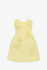 Rosario Tweed Petal Bustier Mini Dress - Sorbet Yellow