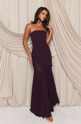 Sending My Best Strapless Maxi Dress Burgundy