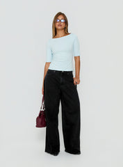 Naylor Mid Rise Wide Leg Jeans Washed Black Tall