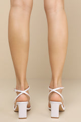 Loxley White Satin Ankle Strap High Heel Sandals