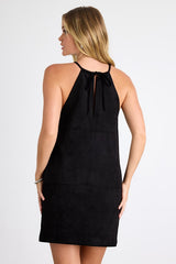 Westlynn Black Suede Cutout Shift Mini Dress