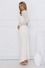 Hot Girl Habits Long Sleeve Maxi Dress Beige