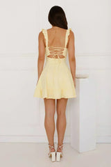 Ultimate Sundress Linen Blend Mini Dress Yellow
