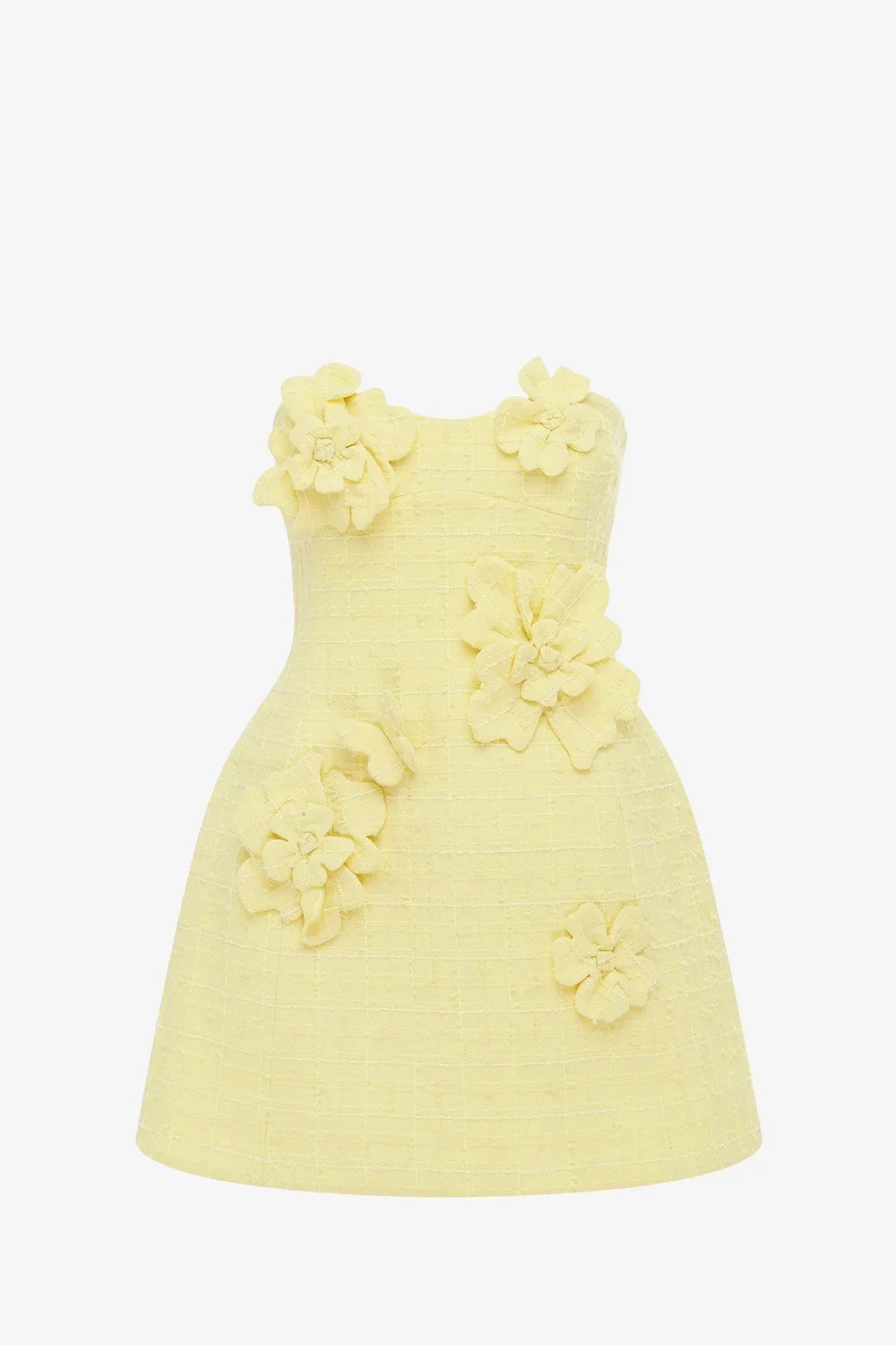 Rosario Tweed Petal Bustier Mini Dress - Sorbet Yellow