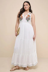 Tickets To Paradise White Embroidered Maxi Dress