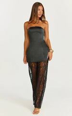 Vivienne Two Piece Set - Strapless Top & Lace Pant Set in Black