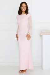 Love Chaser Mesh Long Sleeve Maxi Dress Pink