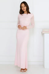 Love Chaser Mesh Long Sleeve Maxi Dress Pink