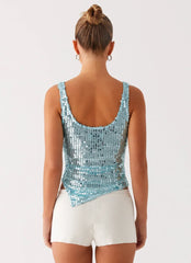 Electra Sequin Tank - Turquoise