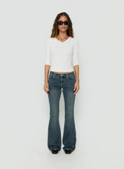 Clynee Ultra Low Rise Bootleg Jeans Dirty Blue